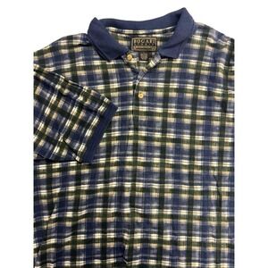 Vintage Bogari Studio Mens Plaid Short Sleeve Polo Shirt Size L Italy Designed